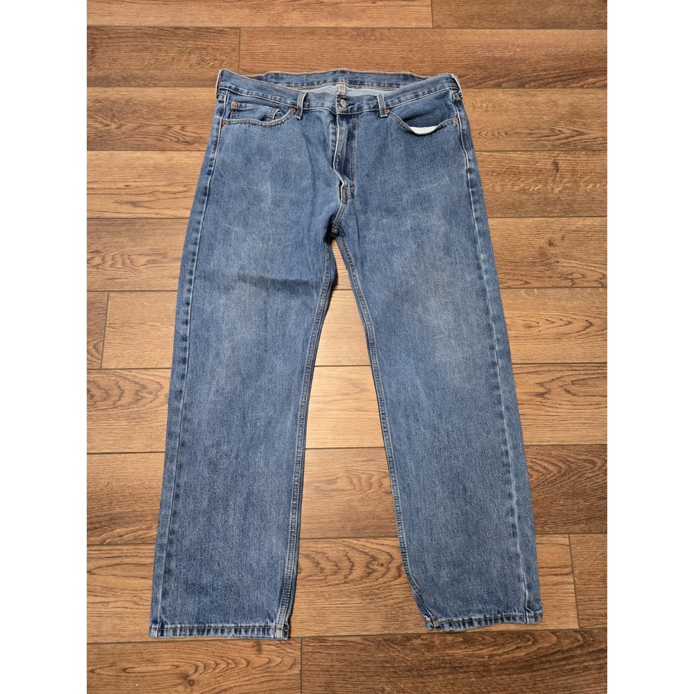 Levi's 505 Straight Leg Regular Fit Stretch Denim Blue Jeans Mens 40x30